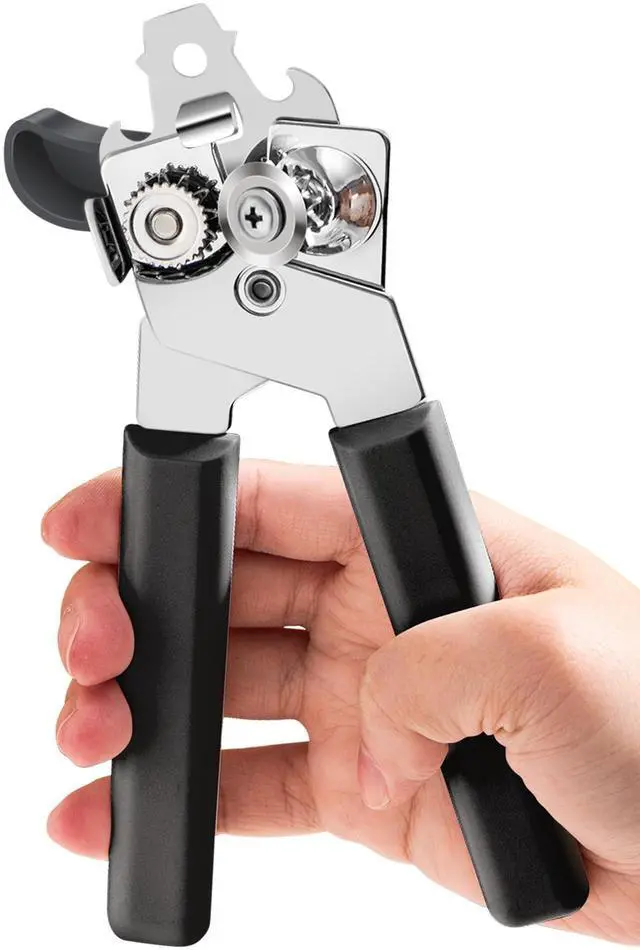 Main image of Can Opener Manual, Can Openers Hand Held with Comfort Anti-Slip Handles, Heavy Duty Stainless Steel Can Opener Smooth Edge and Bottle Openers, Easy Turn Can Openers for Seniors, Kitchen, Black