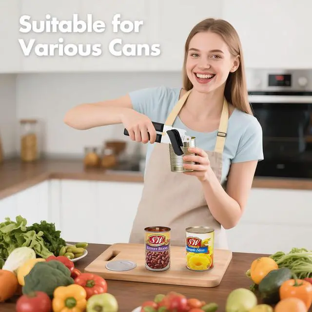 Alt view image 5 of 7 - Can Opener Manual, Can Openers Hand Held with Comfort Anti-Slip Handles, Heavy Duty Stainless Steel Can Opener Smooth Edge and Bottle Openers, Easy Turn Can Openers for Seniors, Kitchen, Black