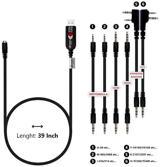 Alt view image 2 of 7 - USB Baofeng Programming Cable 6 in 1 Model 5 for Flashing Ham Radios: Baofeng Radio, Wouxun, Kenwood, Motorola, Yaesu