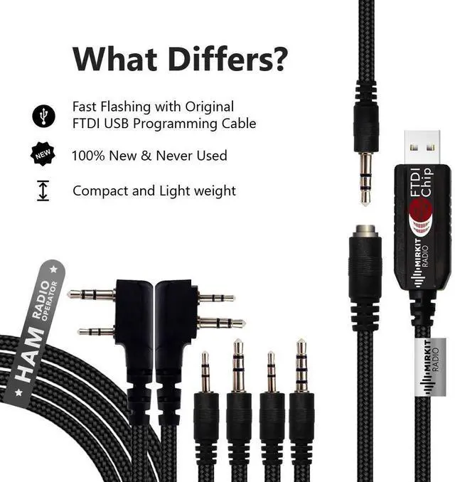 Alt view image 3 of 7 - USB Baofeng Programming Cable 6 in 1 Model 5 for Flashing Ham Radios: Baofeng Radio, Wouxun, Kenwood, Motorola, Yaesu