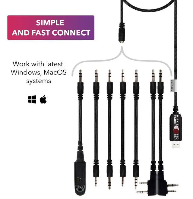 Alt view image 4 of 7 - USB Programming Cable, 7-in-1, Compatible with Baofeng UV-5R, UV-82, BF888S, UV-9R, BF-F8HP, Kenwood, Wouxun, Btech, 4ft Cable, for Radio Amateur