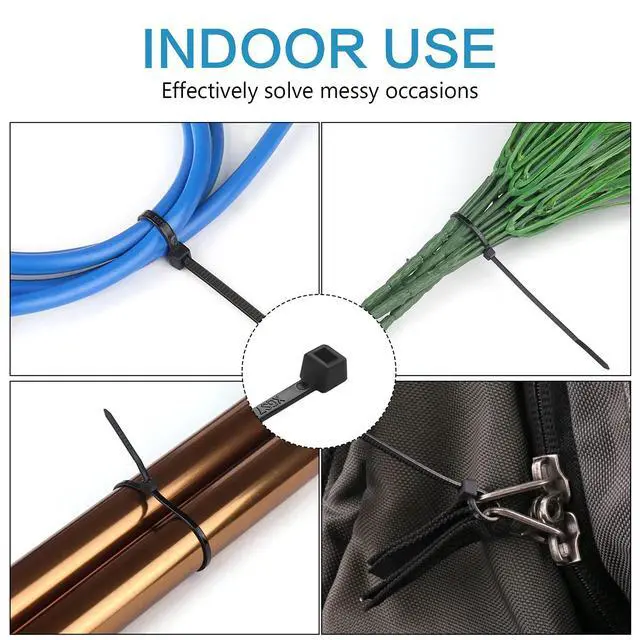 Alt view image 6 of 7 - 1000 Pcs Zip Ties, 6 Inch Self-Locking Nylon Cable Ties, Premium Heavy Duty Plastic Wire Ties Wraps for Indoor and Outdoor (Black)
