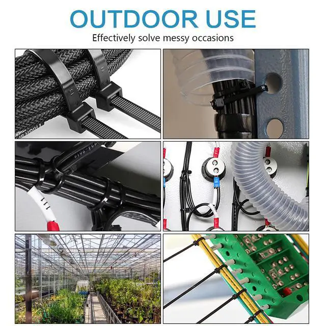 Alt view image 7 of 7 - 1000 Pcs Zip Ties, 6 Inch Self-Locking Nylon Cable Ties, Premium Heavy Duty Plastic Wire Ties Wraps for Indoor and Outdoor (Black)