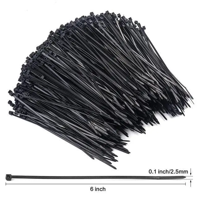 Alt view image 2 of 7 - 1000 Pcs Zip Ties, 6 Inch Self-Locking Nylon Cable Ties, Premium Heavy Duty Plastic Wire Ties Wraps for Indoor and Outdoor (Black)