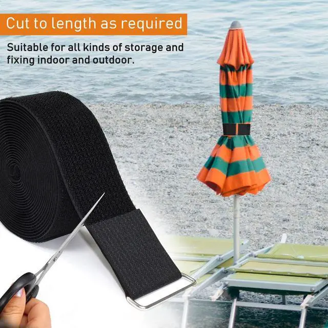 Alt view image 3 of 6 - 2"x16ft Reusable Cinch Strap with 10 Metal Buckles, Cut-to-Length Fastening Securing Straps, Adjustable Nylon Cable Straps and Cord Ties for Organizer or Storage, 2 inch Wide, Black