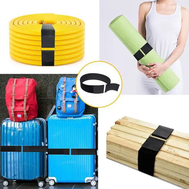 Alt view image 5 of 6 - 2"x16ft Reusable Cinch Strap with 10 Metal Buckles, Cut-to-Length Fastening Securing Straps, Adjustable Nylon Cable Straps and Cord Ties for Organizer or Storage, 2 inch Wide, Black