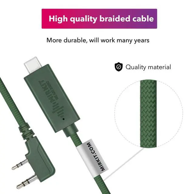 Alt view image 6 of 6 - USB-C Programming Cable Green for Flashing Analogue Ham Radio: Baofeng, Wouxun, Kenwood, Archell, Retevis. Compatible with Windows, Mac, Ubuntu OS