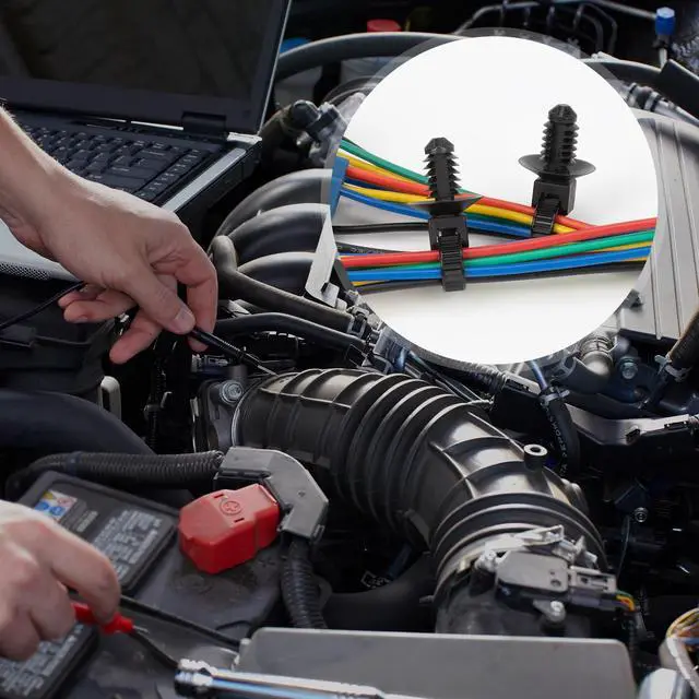 Alt view image 6 of 6 - 110 PCS Automotive Installation Black Push Mount Cable Zip Ties Assorted Sizes, Heavy Duty Self-Locking UV Resistant Wire Ties - For Indoor Wire Bundling, Construction, Automotive