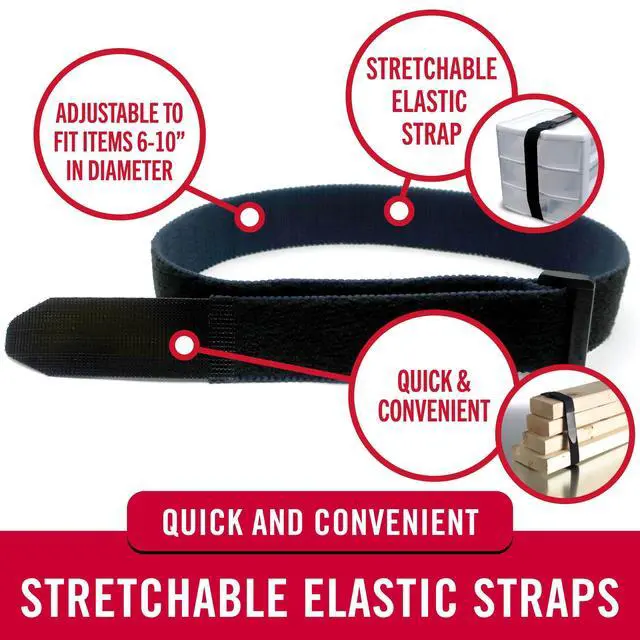 Alt view image 2 of 7 - 30 Inch Elastic Straps 4 Pack, Use as Yoga Mat Straps, Fasten Outdoor Umbrellas, Wood, Tarps, Blankets, Poles and More, Stretchable and Adjustable for a Snug Fit