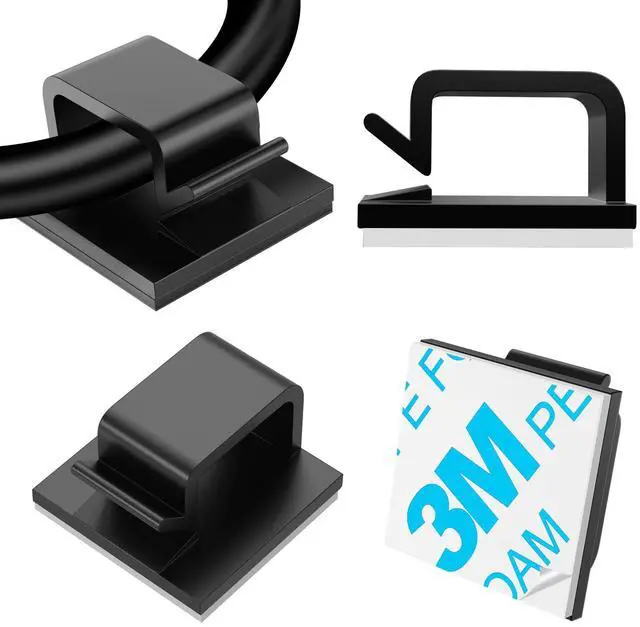 Main image of 120 PCS Cable Clips, Adhesive Cord Clips for Wires on Wall, Strong Wire Clips Holders Cord Organizer for Cable Management, Christmas Lights, USB, Phone Charger, Cat 6, Car Dash Cam (Small, Black)