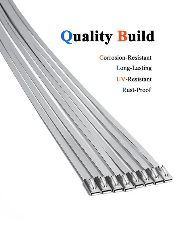 Alt view image 3 of 7 - Metal Zip Ties (100PCS 11.8 Inch), 304 Stainless Steel, Heavy Duty Self-locking Cable Ties, for Exhaust Wrap, Chain Link Fence Parts, Heat Resistant Fencing Tie. for Pipe, Auto repair.