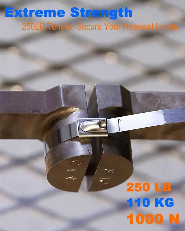 Alt view image 5 of 7 - Metal Zip Ties (100PCS 11.8 Inch), 304 Stainless Steel, Heavy Duty Self-locking Cable Ties, for Exhaust Wrap, Chain Link Fence Parts, Heat Resistant Fencing Tie. for Pipe, Auto repair.