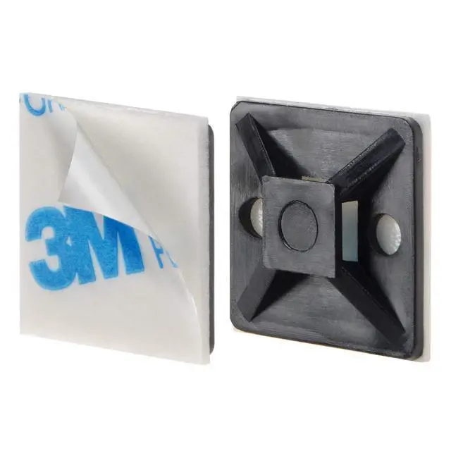 Alt view image 2 of 6 - PCS 3/4" Black Self Adhesive Cable Zip Tie Mounts Wire Cable Clips Holders Management Anchors Organizer Holders Squares(HS-101S)