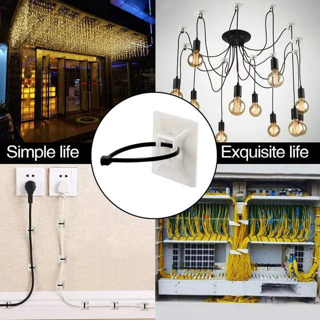Alt view image 5 of 6 - PCS 3/4" Black Self Adhesive Cable Zip Tie Mounts Wire Cable Clips Holders Management Anchors Organizer Holders Squares(HS-101S)