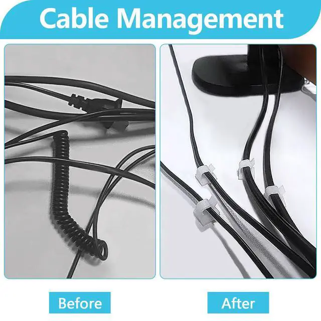 Alt view image 6 of 7 - 100PCS Cable Clips, Adhesive Wire Clips Organizer Cord Clips Management, Cable Staples Outdoor Strong for Wall, Desk, Christmas Lights, String Lights, TV PC Ethernet Cable, Clear Small