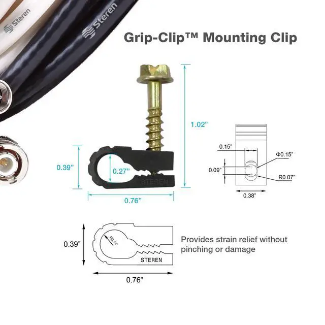 Alt view image 4 of 7 - Coaxial Cable Clips - Cable Holder - Wire Clips - Siding Clips For Hanging - Cord Holder For Desk - Cable Clamps - Cord Clip - Wire Organizer Clips - Tv Mount Screws - Black - 100 Pack