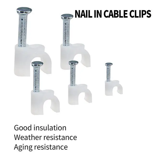 Alt view image 4 of 6 - 100Pcs Nail Cable Clips with Steel Nail, 6mm White Cable Wire Management Clips for Ethernet Cable, Telephone Cable, TV Wire Cable, Print Cable