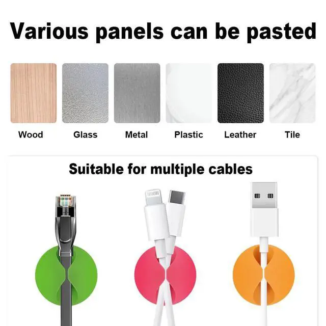 Alt view image 4 of 7 - Cable Clips, Desk Cable Drop, Desk Wire Clips for All Your Computer, Electrical, Charging or Mouse Cord (Colorful,6pcs)