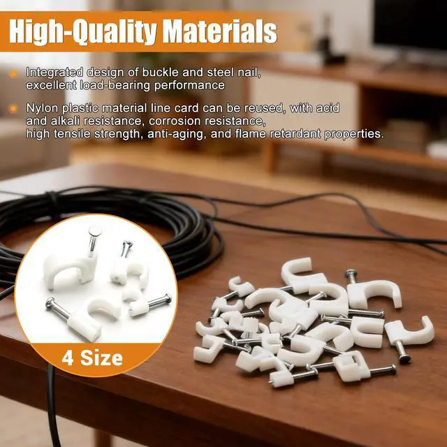 Alt view image 5 of 6 - 200PCS Cable Clips Nail in Cable Clips Wire Clips 4/6/8/10mm Round Ethernet Cables Wall Clips for Cords RG6 RG59 CAT5 CAT6 RJ45