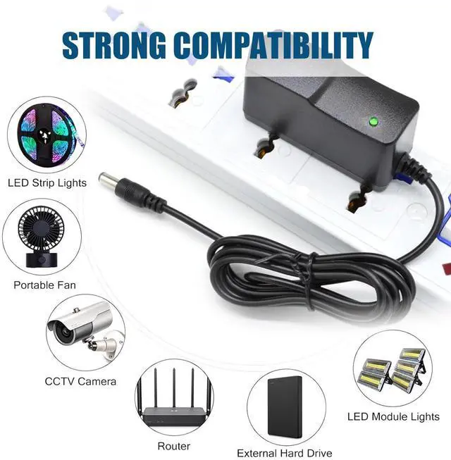 Alt view image 3 of 6 - 9V 1A Power AC Adapter DC 9V Universal Power Adapter 5.5mm x 2.1mm Plug for Router, Toys, Bluetooth Speaker, Compatible with 1000mA 900mA 800mA 700mA 600mA 500mA 400mA 300mA 200mA 100mA Electronics
