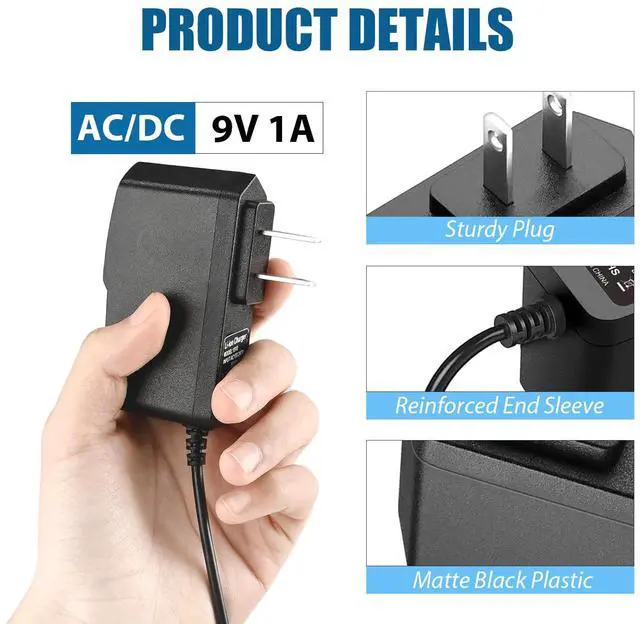 Alt view image 4 of 6 - 9V 1A Power AC Adapter DC 9V Universal Power Adapter 5.5mm x 2.1mm Plug for Router, Toys, Bluetooth Speaker, Compatible with 1000mA 900mA 800mA 700mA 600mA 500mA 400mA 300mA 200mA 100mA Electronics