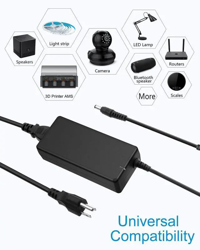 Alt view image 3 of 7 - 24V Power Supply 4A 96W AC/DC Adapter 100-240V AC to DC 24 Volt Converter 4amp 3.75A 3.5A 3A 2.5A Transformer 5.5x2.5mm for AMS-2-Pro LED Strip CCTV Camera LCD Monitor Massage Chair