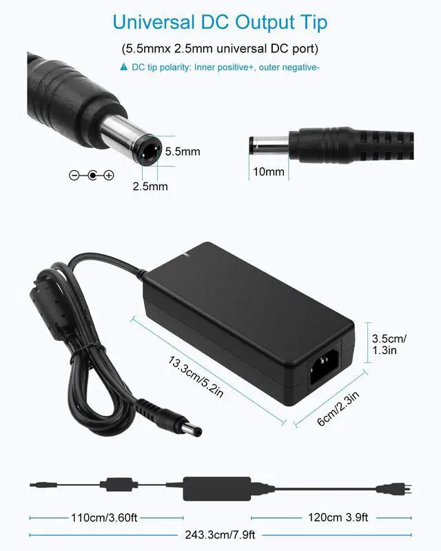 Alt view image 4 of 7 - 24V Power Supply 4A 96W AC/DC Adapter 100-240V AC to DC 24 Volt Converter 4amp 3.75A 3.5A 3A 2.5A Transformer 5.5x2.5mm for AMS-2-Pro LED Strip CCTV Camera LCD Monitor Massage Chair