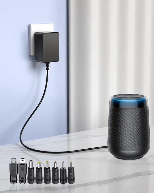 Alt view image 7 of 7 - 5V 2A Power Supply Adapter 10W AC100-240V to DC 5 Volt 2Amp Versatile Charger Cord with 8 Plugs for USB Hub TV Box Tablet Camera Speaker GPS Webcam Router and More 5vdc Electronics, 5FT