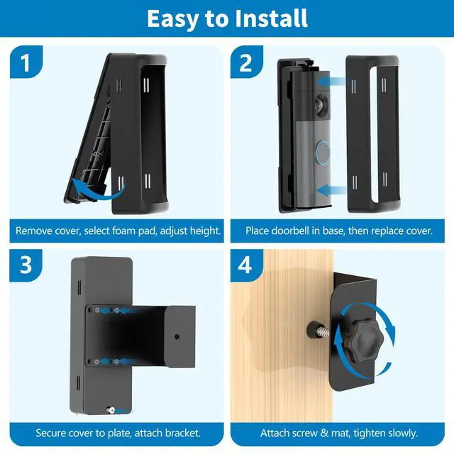 Alt view image 7 of 7 - Anti-Theft Ring Doorbell Mount for 2026 Newest Ring Battery/Other Doorbell/Plus/Pro (2nd Gen), No-Drill Camera Doorbell Kits, Non-Blocking Motion Sensor, Accessories for Apartment & Rental, Black