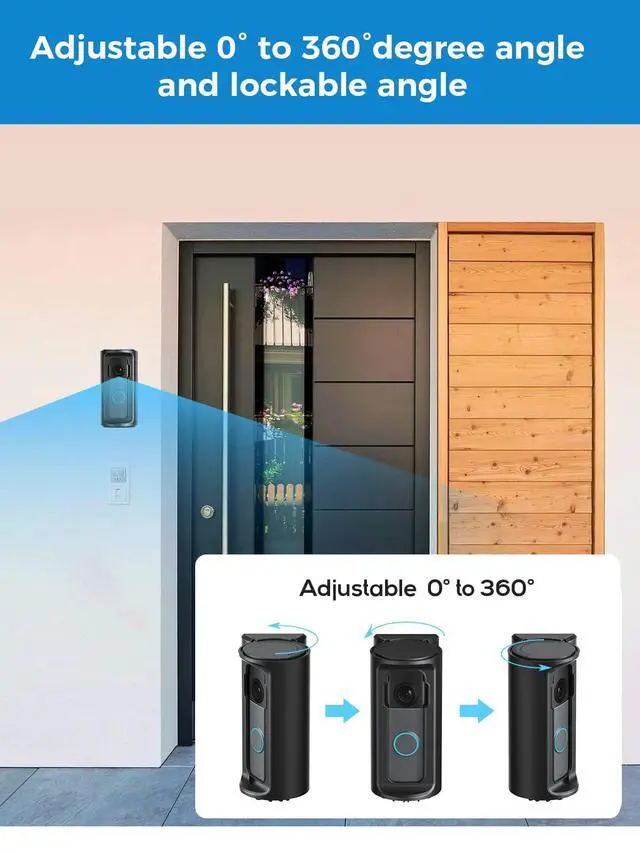 Alt view image 3 of 6 - 2026Anti-Theft Video Doorbell MountAdjustable 360° Degree Doorbell Angle No-Drill Mount Compatible with Ring Battery Doorbell /Plus/Pro Video Doorbell Upgrade Corner Kit for Houses,Apartments