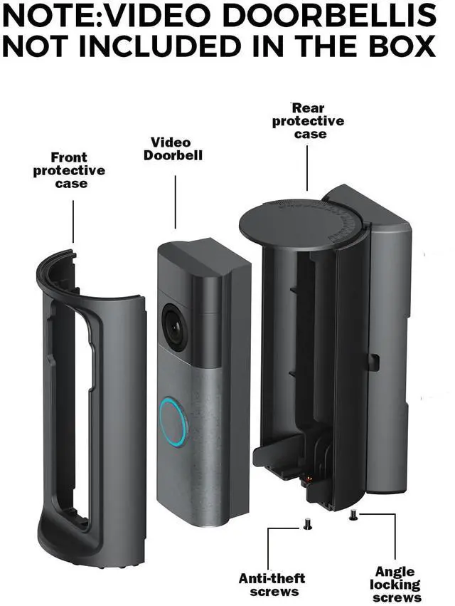 Alt view image 6 of 6 - 2026Anti-Theft Video Doorbell MountAdjustable 360° Degree Doorbell Angle No-Drill Mount Compatible with Ring Battery Doorbell /Plus/Pro Video Doorbell Upgrade Corner Kit for Houses,Apartments