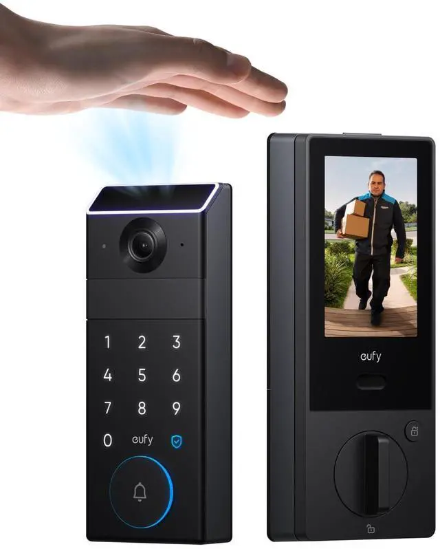 Main image of Smart Lock FamiLock S3 Max with Palm Vein Recognition, Keyless Entry Front Door Lock, Wi-Fi Keypad Deadbolt+ 2K HDR Doorbell Camera, 16GB Builtin Storage, BHMA 1, Rear Lock Video Screen