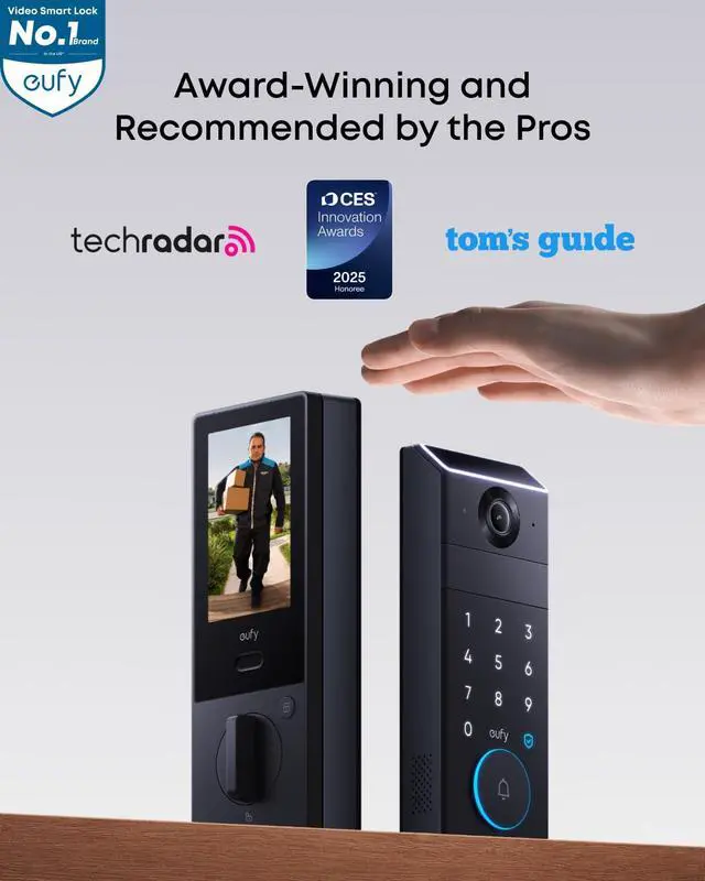 Alt view image 2 of 7 - Smart Lock FamiLock S3 Max with Palm Vein Recognition, Keyless Entry Front Door Lock, Wi-Fi Keypad Deadbolt+ 2K HDR Doorbell Camera, 16GB Builtin Storage, BHMA 1, Rear Lock Video Screen