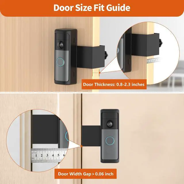 Alt view image 3 of 7 - No-Drill R-ing Doorbell Mount with Rain Cover, Anti-Theft Door Bracket Compatible with Ring/Other Battery Doorbell/Plus/Pro(2026 Newest Model),Quick Install Doorbell Camera Holder for Rental Apartment