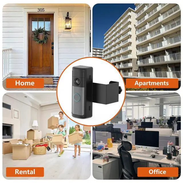 Alt view image 7 of 7 - No-Drill R-ing Doorbell Mount with Rain Cover, Anti-Theft Door Bracket Compatible with Ring/Other Battery Doorbell/Plus/Pro(2026 Newest Model),Quick Install Doorbell Camera Holder for Rental Apartment