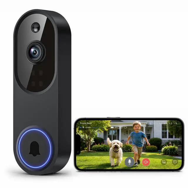 Main image of Video Doorbell Camera, Wireless Security Camera, 1080p, Battery Powered, AI Motion Detection, Night Vision, Two-Way Audio, Cloud Storage, 2.4 GWi-Fi, for Visitor, Baby Monitor