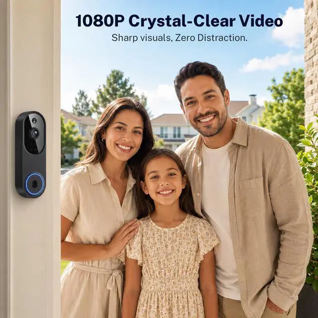 Alt view image 5 of 7 - Video Doorbell Camera, Wireless Security Camera, 1080p, Battery Powered, AI Motion Detection, Night Vision, Two-Way Audio, Cloud Storage, 2.4 GWi-Fi, for Visitor, Baby Monitor