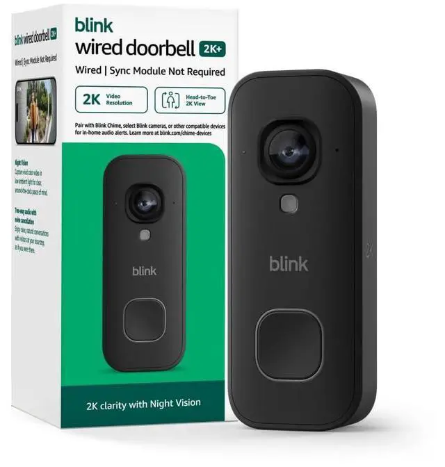 Main image of Introducing Wired Doorbell 2K+ Head-to-Toe 2K video doorbell, continuous hardwired power, pair with Alexa or Blink Chime (sold separately) required for in-home alerts