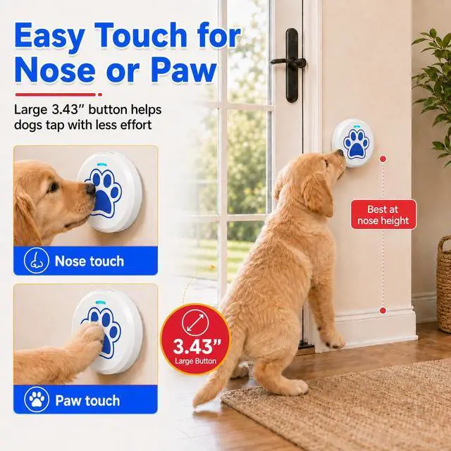 Alt view image 6 of 7 - Dog Training Bells for Door - Dog Door Bell for with 36 Custom Sounds | Dog Bell for Door Potty Training | Chew-Proof & Adjustable Volume (0-115dB) | Teach Puppies to Signal to Go Outside