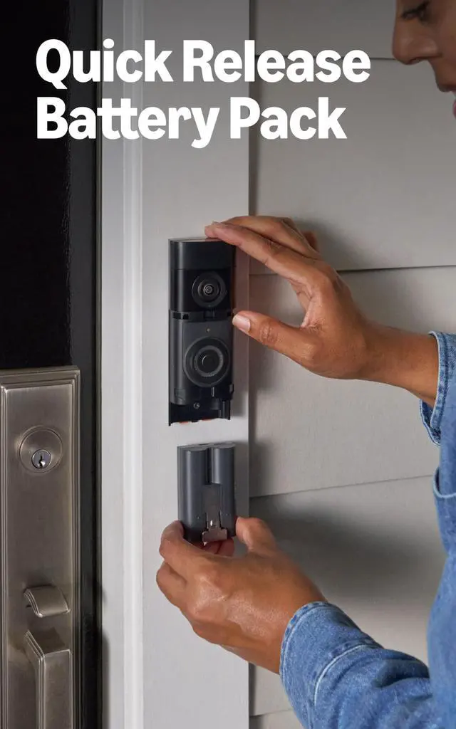 Alt view image 4 of 4 - Battery Doorbell Plus (newest model), Retinal 2K with wide-angle video, up to 6x Enhanced Zoom, Night Vision, and Quick Release Battery Pack, Nickel Silver