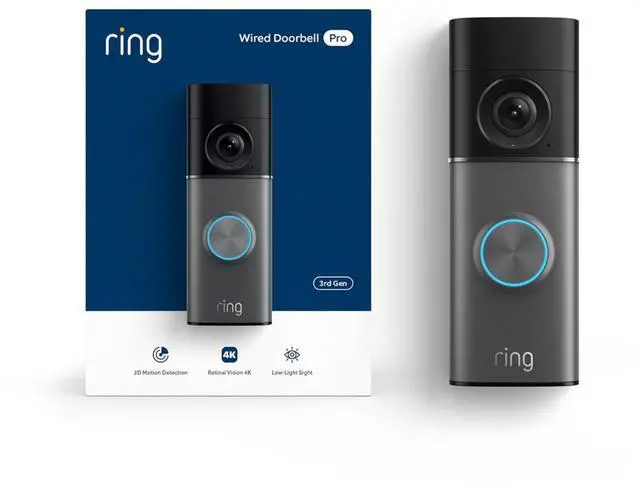 Main image of Wired Doorbell Pro (newest model), Home or business security, Retinal 4K with wide-angle video, 10x Enhanced Zoom, and Low-Light Sight, Deep Silver