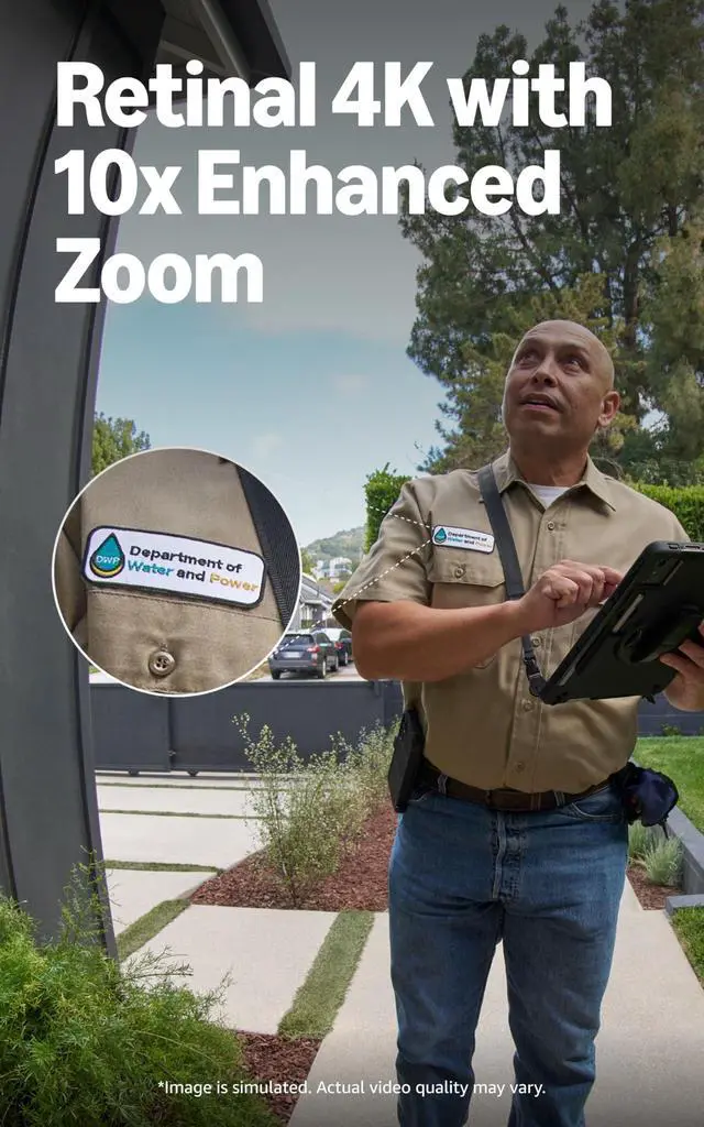 Alt view image 2 of 5 - Wired Doorbell Pro (newest model), Home or business security, Retinal 4K with wide-angle video, 10x Enhanced Zoom, and Low-Light Sight, Deep Silver