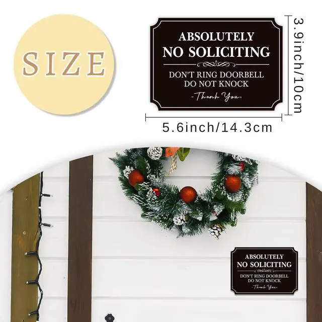 Alt view image 2 of 7 - No Soliciting Sign for Front DoorSelf-Adhesive Elegant Do Not Knock or Ring Doorbell No Soliciting Sticker for Home, No Solicitors Sign for Doorbell, House Door, Home, Office 5.6"x 3.9"