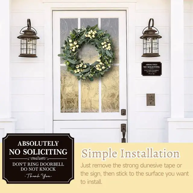 Alt view image 5 of 7 - No Soliciting Sign for Front DoorSelf-Adhesive Elegant Do Not Knock or Ring Doorbell No Soliciting Sticker for Home, No Solicitors Sign for Doorbell, House Door, Home, Office 5.6"x 3.9"