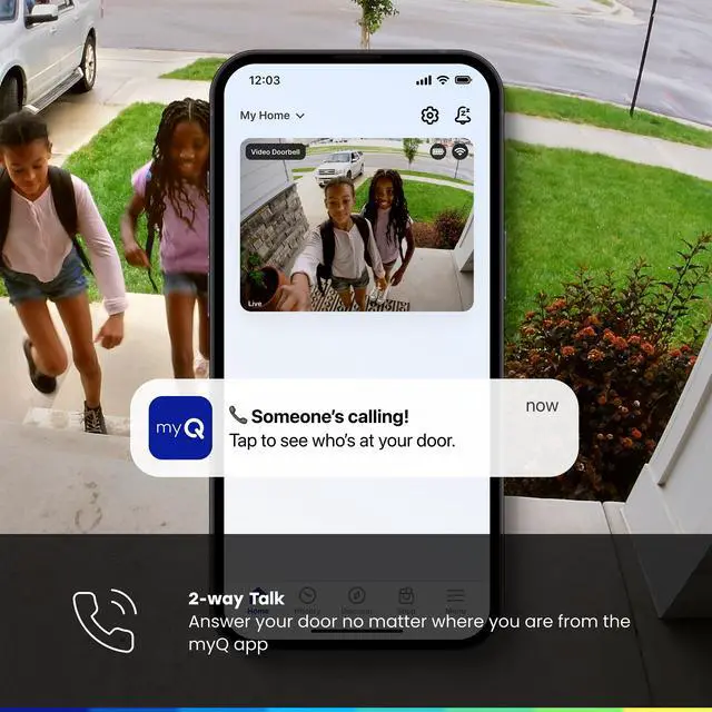 Alt view image 4 of 7 - Video Doorbell | 2K Camera, Battery/Wired, Color Night Vision, Live with 2-Way Talk, Motion Detection & Real-Time Alerts, 150 Deg Wide View, Black