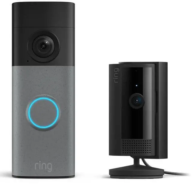 Main image of Battery Doorbell (newest model), Speckled Gray with Indoor Cam, Black