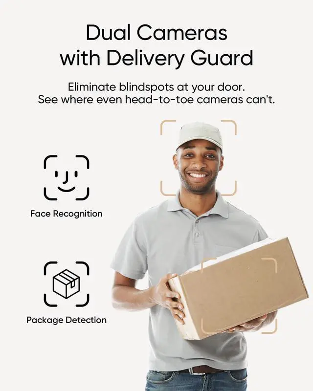 Alt view image 2 of 6 - Video Doorbell E340,No Subscription,Dual Cameras,2K FHD,Head-to-Toe View, Doorbell Camera Wireless & Wired, Color Night Vision, Two-Way Talk, AI Motion/Package Detection, Built-in 8GB