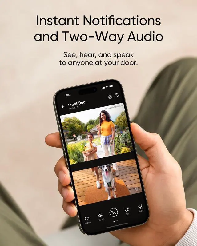 Alt view image 5 of 6 - Video Doorbell E340,No Subscription,Dual Cameras,2K FHD,Head-to-Toe View, Doorbell Camera Wireless & Wired, Color Night Vision, Two-Way Talk, AI Motion/Package Detection, Built-in 8GB