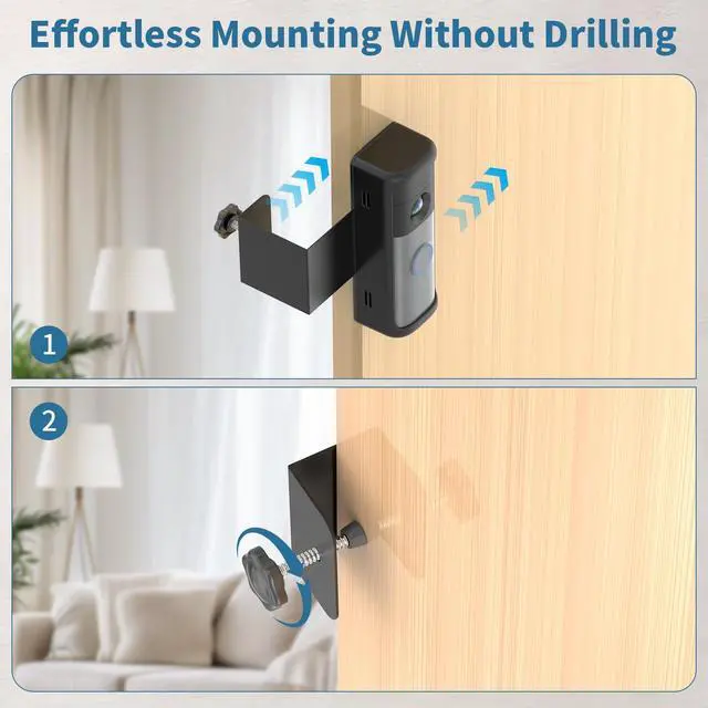 Alt view image 6 of 7 - Anti-Theft Ring Doorbell Mount Compatible with Battery Doorbell/Pro/Plus(2nd Gen), No-Drill Doorbell Mounting Bracket Accessories for Inward Swing Door 2026(newest model)