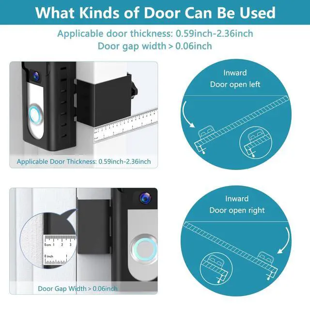 Alt view image 3 of 7 - 2024 Upgrade Anti-Theft Video Doorbell Mount, Not Block Doorbell Motion Sensor, Adjustable No-Drill Mounting Bracket Wedge Holder Accessories for Home Rentals Office, Not for Security Door